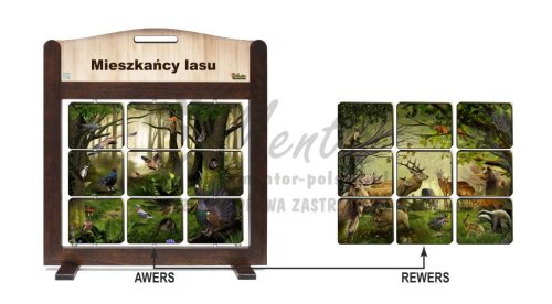 GRA MOBILNA - LEŚNE PUZZLE "MIESZKAŃCY LASU", AWERS-REWERS - (wizualizacja poglądowa)
