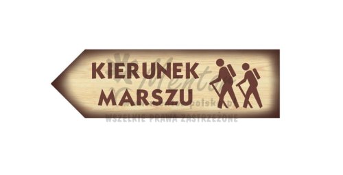 Tablica kierunkowa "KIERUNEK MARSZU" - wizualizacja -  wym: 50 x 15 cm