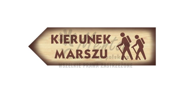 Tablica kierunkowa "KIERUNEK MARSZU" - wizualizacja -  wym: 50 x 15 cm
