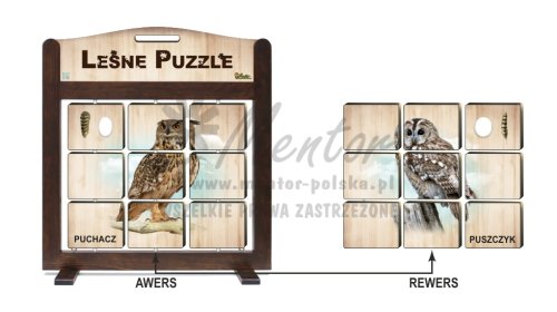 GRA MOBILNA - LEŚNE PUZZLE "PUCHACZ / PUSZCZYK" - awers-rewers - (wizualizacja poglądowa)