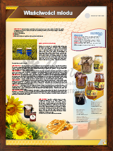 Tablica pszczelarska "Właściwości miodu" w ramce