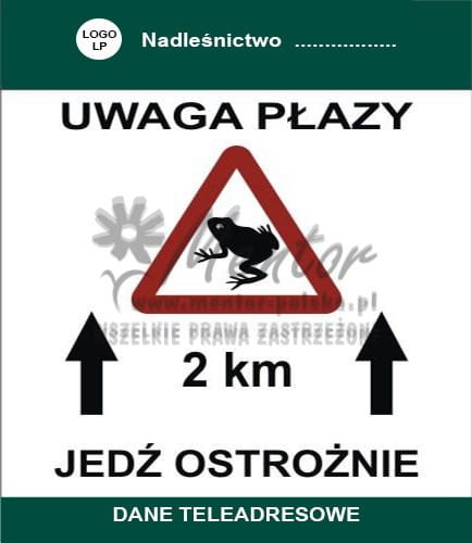 Tablica informacyjna „Uwaga płazy”