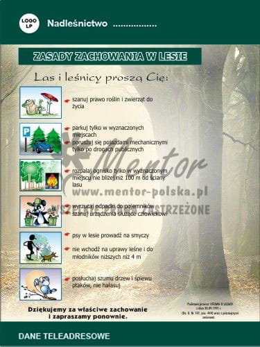 Tablica parkingowa Zasady zachowania się w lesie (p18)