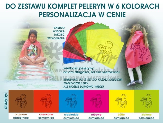Gra edukacyjna OŚMIORNICA - pelerynki - wizualizacja poglądowa