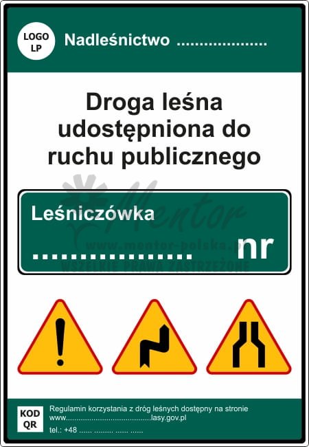 Tablica informacyjna do oznakowania dróg leśnych