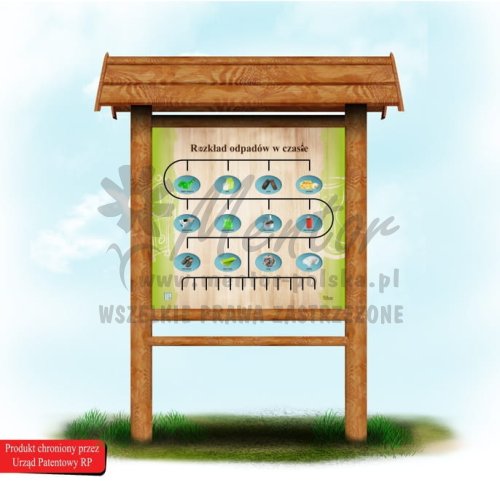 Rozkład odpadów w czasie - Labirynt Natury, impregnat: dąb - wizualizacja poglądowa