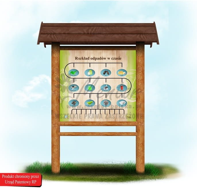 Rozkład odpadów w czasie - Labirynt Natury, impregnat: dąb+brąz - wizualizacja poglądowa