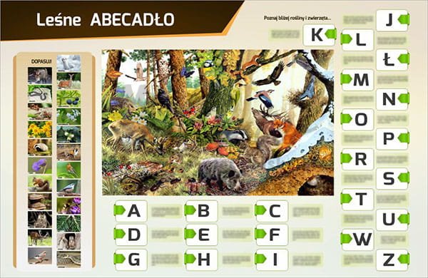 Tablica magnetyczna "Leśne abecadło"