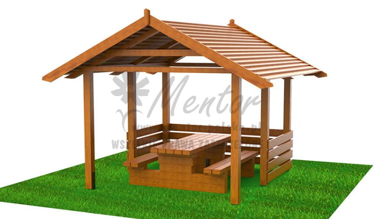 136. Wiata WZ05 z ławostołem (kantówka)