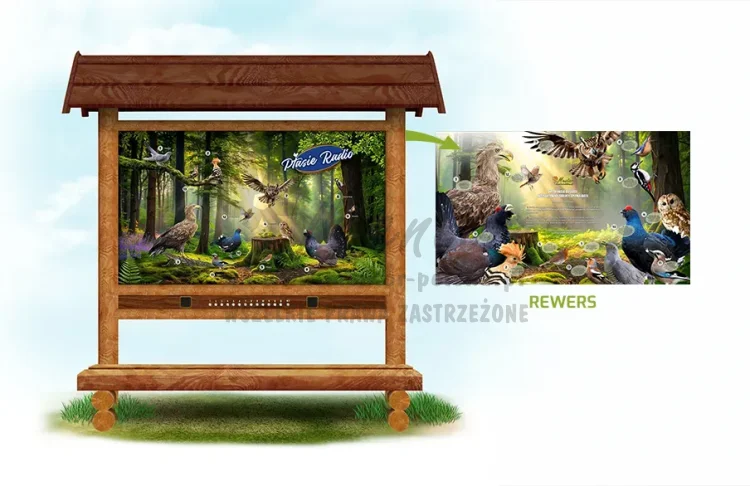 Ptasie radio  (dąb i brąz z ławką)