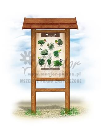 Tablica "Krzewy",  w przykładowym stelażu drewnianym