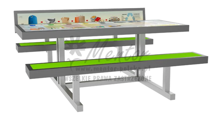 Aluminiowy stół edukacyjny  z ławką edukacyjną