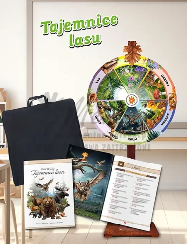 Koło Wiedzy - tajemnice lasu - ZESTAW KSIĄŻECZKA Z PYTANIAMI I ODPOWIEDZIAMI PLUS TORBA
