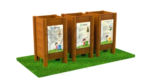 Edukacyjne kosze na śmieci 3 sekcje segregacji, model K04
