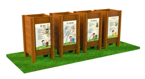 Edukacyjne kosze na śmieci 4 sekcje segregacji, model K04
