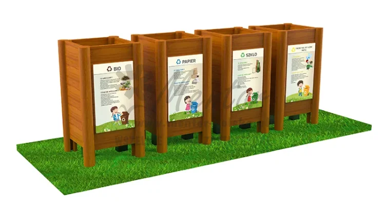 Edukacyjne kosze na śmieci 4 sekcje segregacji, model K04