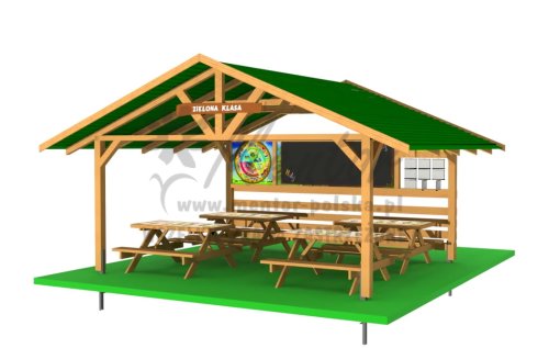 Wiata Edukacyjna - Amfiteatr z grami edukacyjnymi WAA01 - 4 ławostoły edukacyjne