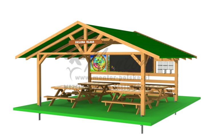 Wiata Edukacyjna - Amfiteatr z grami edukacyjnymi WAA01 - 4 ławostoły edukacyjne