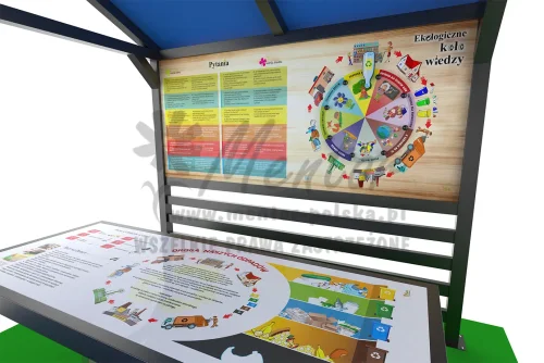Wiata edukacyjna 1 ławostół + panel ekologiczny wnętrze