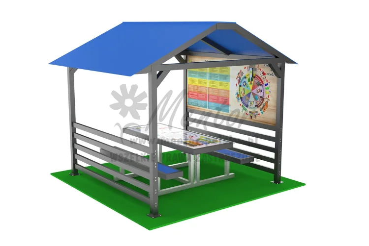 Wiata edukacyjna 1 ławostół + panel ekologiczny