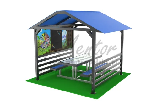 Wiata edukacyjna 1 ławostół + panel przyrodniczy