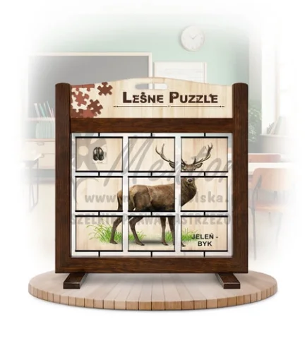 Leśne puzzle (gra mobilna) - Jeleń szlachetny - byk/łania_awers kolor brąz
