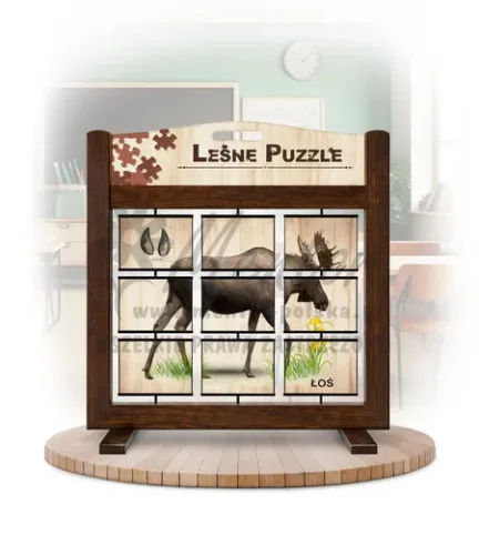 Leśne puzzle (gra mobilna) - Łoś i Daniel_awers kolor brąz