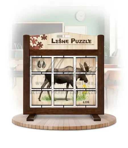 Leśne puzzle (gra mobilna) - Łoś i Daniel_awers kolor brąz