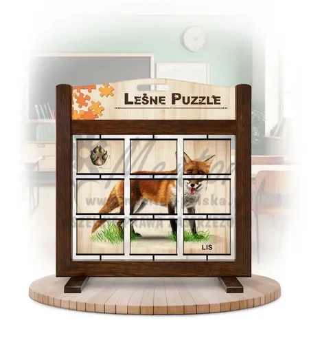 Leśne puzzle (gra mobilna) - Wilk i Lis_awers kolor brąz