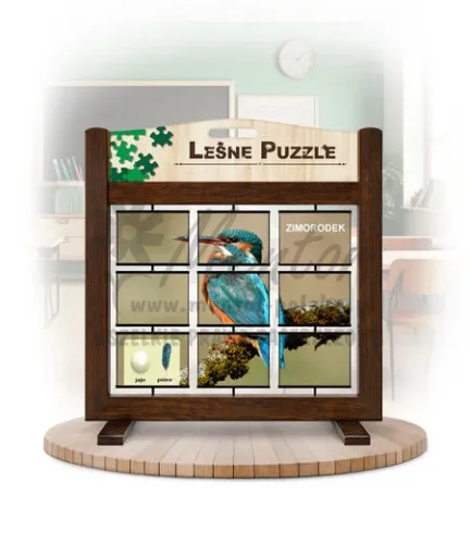Leśne puzzle (gra mobilna) - Zimorodek i Dudek_awers kolor brąz
