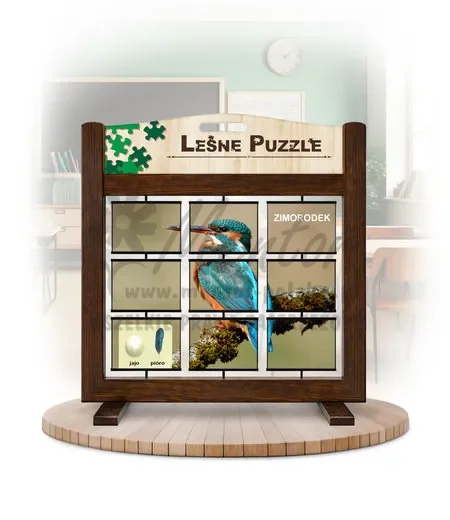 Leśne puzzle (gra mobilna) - Zimorodek i Dudek_awers kolor brąz