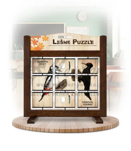 Leśne puzzle (gra mobilna) - Dzięcioły_awers kolor brąz