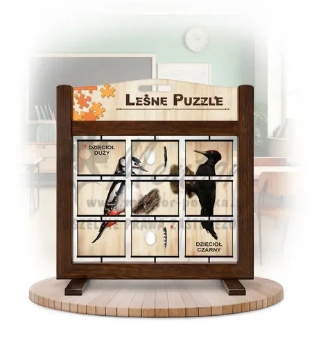 Leśne puzzle (gra mobilna) - Dzięcioły_awers kolor brąz