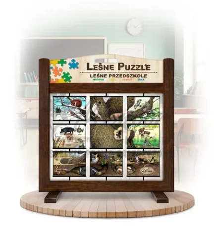 Leśne puzzle (gra mobilna) - Leśne Przedszkole_awers kolor brąz