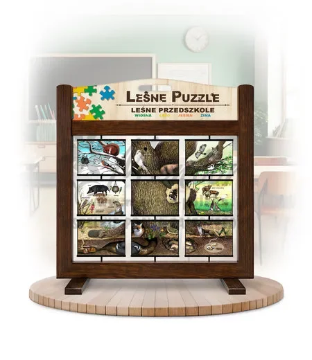 Leśne puzzle (gra mobilna) - Leśne Przedszkole_awers kolor brąz