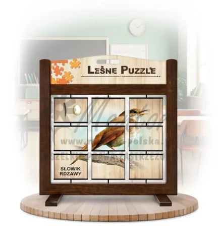 Leśne puzzle (gra mobilna) - Słowik rdzawy i Drozd śpiewak_awers kolor brąz