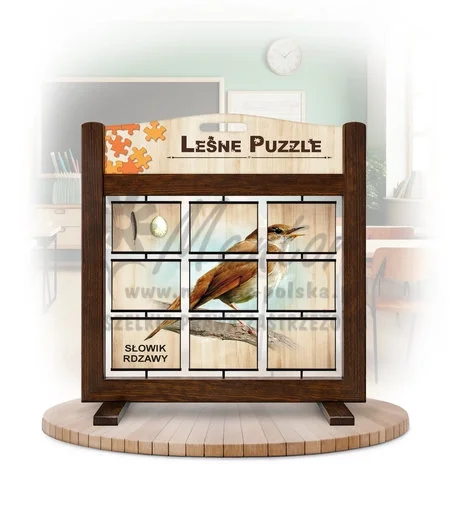 Leśne puzzle (gra mobilna) - Słowik rdzawy i Drozd śpiewak_awers kolor brąz