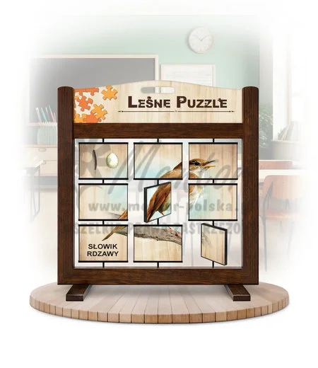 Leśne puzzle (gra mobilna) - Słowik rdzawy i Drozd śpiewak_awers kolor brąz