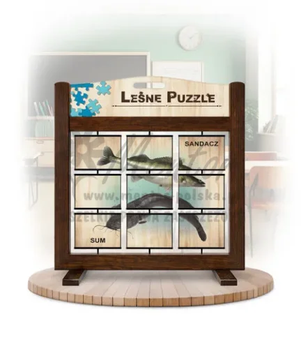 Leśne puzzle (gra mobilna) - Sandacz, Sum, Karp i Płoć_awers kolor brąz