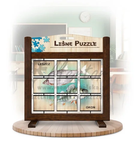 Leśne puzzle (gra mobilna) - Szczupak, Lin, Leszcz i Okoń_rewers kolor brąz