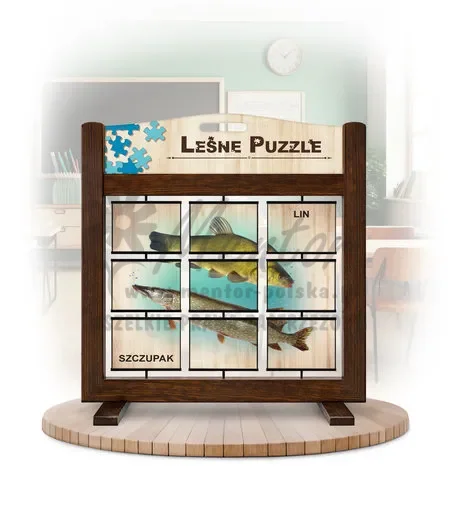 Leśne puzzle (gra mobilna) - Szczupak, Lin, Leszcz i Okoń_awers kolor brąz
