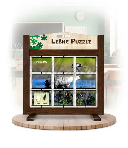 Leśne puzzle (gra mobilna) - Żuraw i Czapla_awers kolor brąz