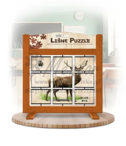 Leśne puzzle (gra mobilna) - Jeleń szlachetny - byk/łania_awers kolor dąb