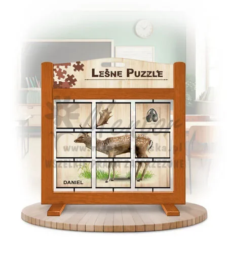 Leśne puzzle (gra mobilna) - Łoś i Daniel_rewers kolor dąb