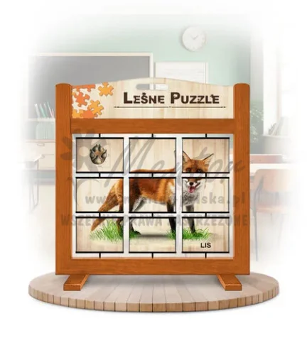 Leśne puzzle (gra mobilna) - Wilk i Lis_awers kolor dąb