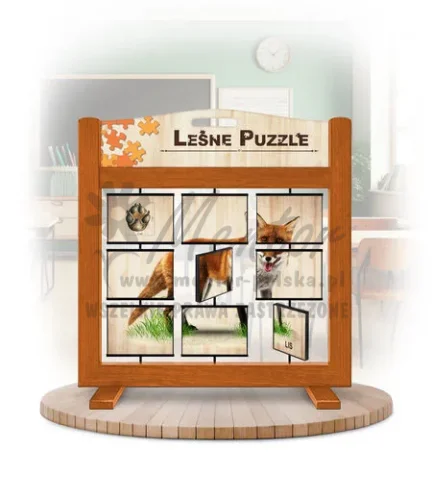 Leśne puzzle (gra mobilna) - Wilk i Lis_awers kolor dąb