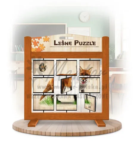 Leśne puzzle (gra mobilna) - Wilk i Lis_awers kolor dąb