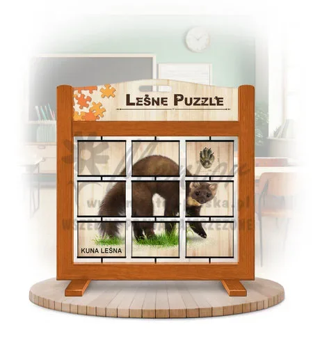 Leśne puzzle (gra mobilna) - Wiewiórka i Kuna_rewers kolor dąb
