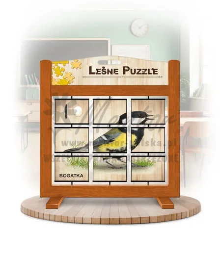 Leśne puzzle (gra mobilna) - Sikora bogatka i Sikora modra_awers kolor dąb