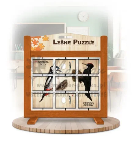 Leśne puzzle (gra mobilna) - Dzięcioły_awers kolor dąb